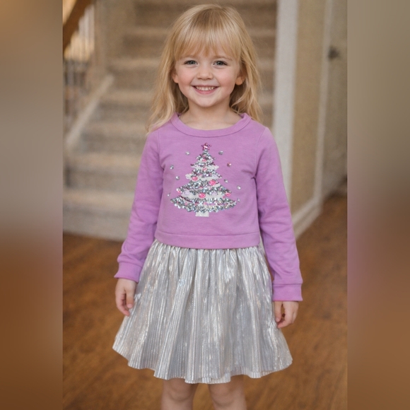Zunie Other - Zunie Lavender Sweatshirt with Silver Tree Design Christmas Sequins